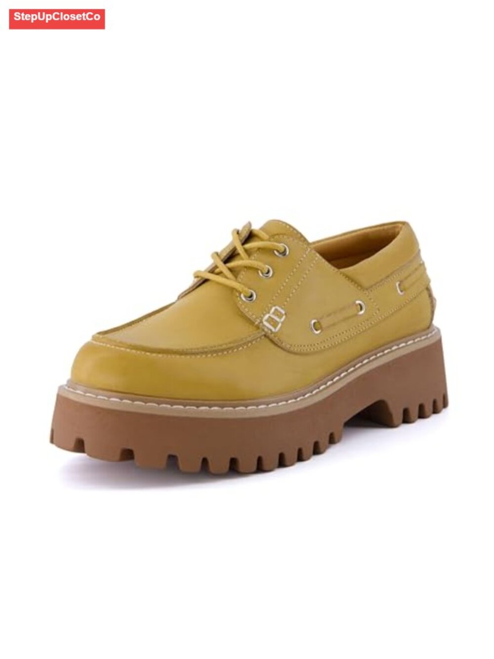 Vegan Leather Chunky Loafers with Memory Foam - Comfortable Boat Shoes